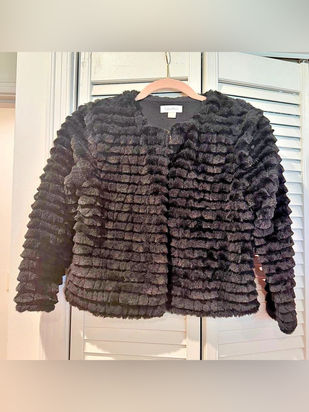 Calvin Klein Black Faux Fur Teddy Jacket Like New Small